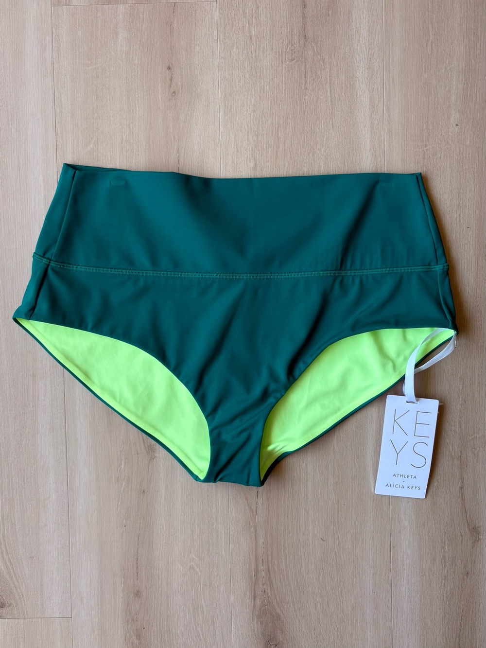 NWT Athleta x Alicia Keys XL Bikini Bottoms High Waist Green